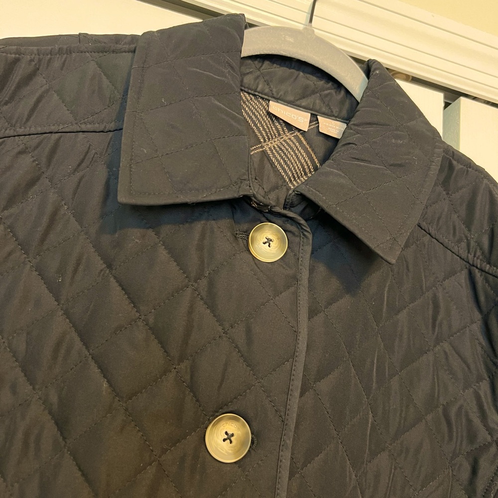 🍊Chico's Black Quilted Utility Jacket Size 3 US 16/18🍊